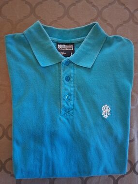 Y2K Men's Large South Pole Turquoise Short Sleeve  Polo Shirt